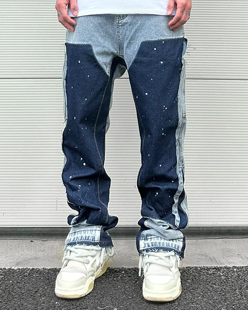 Men&#39;s patchwork jeans