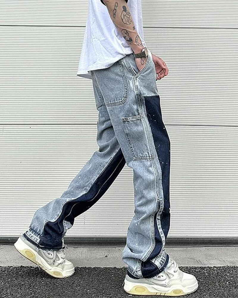 Men&#39;s patchwork jeans