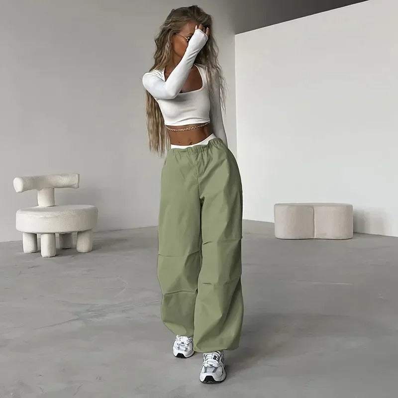 Khaki parachute pants