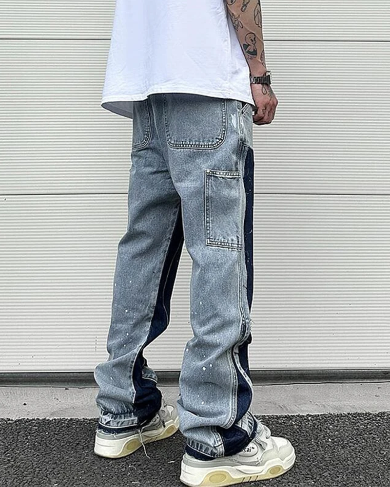 Men&#39;s patchwork jeans