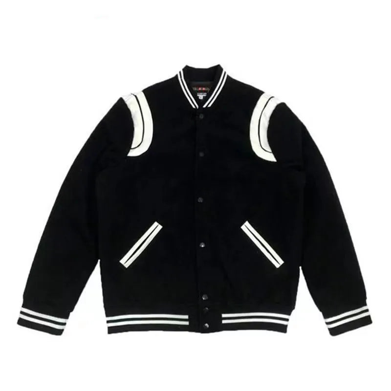 Black and white varsity jacket