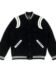 Black and white varsity jacket