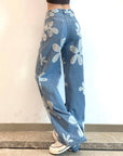 Floral print jeans