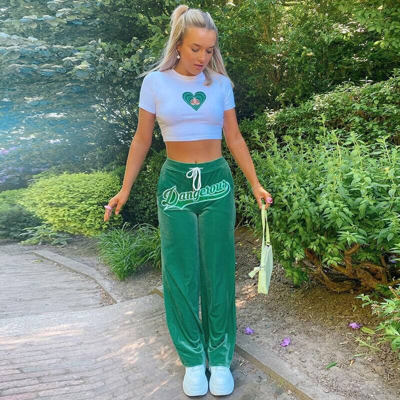 Green track pants