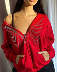 Red skeleton sweatshirt