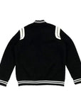 Black and white varsity jacket