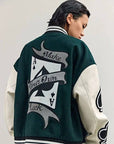 Green varsity jacket