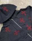 Jacket with shiny rhinestone cross