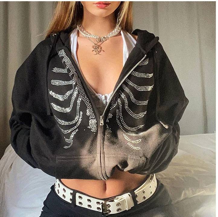 Skeleton rhinestone sweatshirt