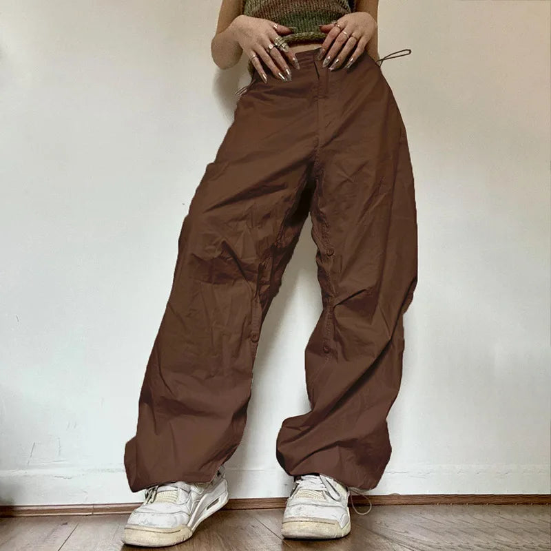 Brown parachute pants