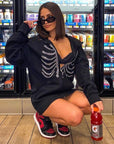 Skeleton rhinestone sweatshirt