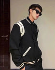 Black and white varsity jacket