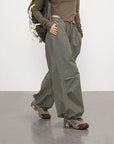 Green parachute pants