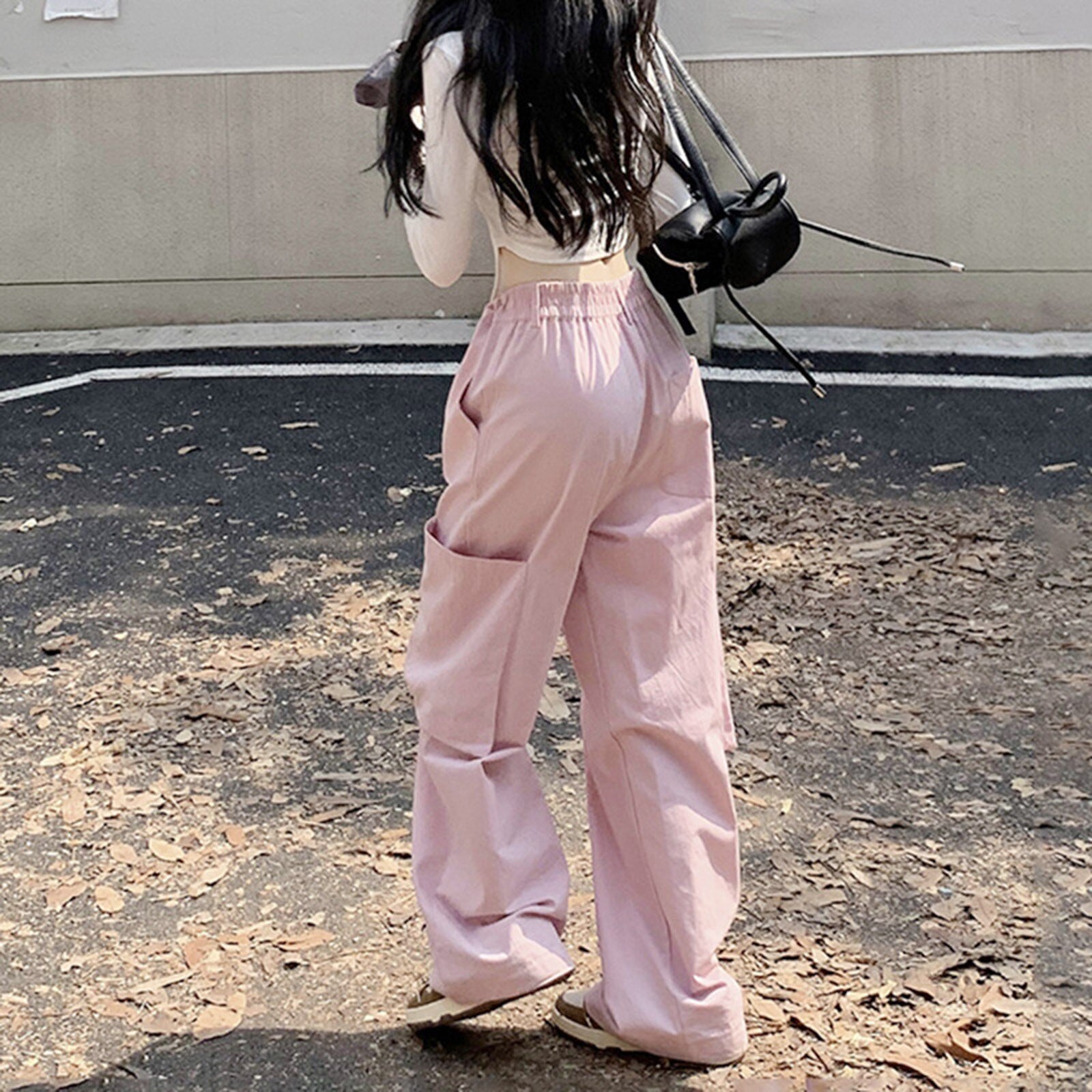 Pink track pants