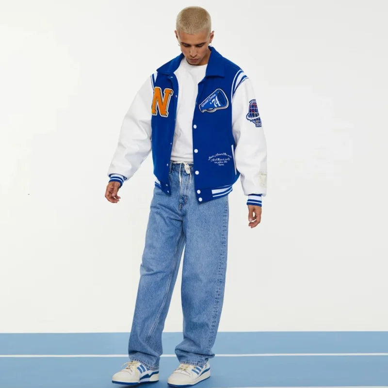 Blue varsity jacket