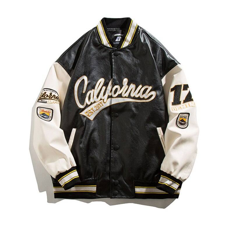 Leather varsity jacket