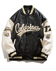 Leather varsity jacket