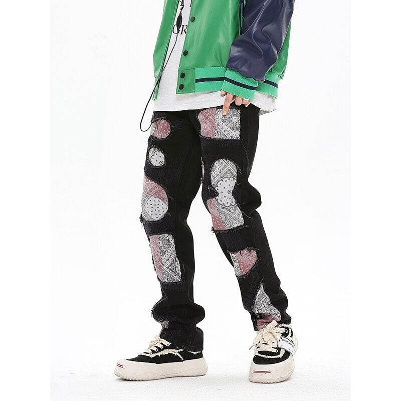 Bandana patchwork jeans