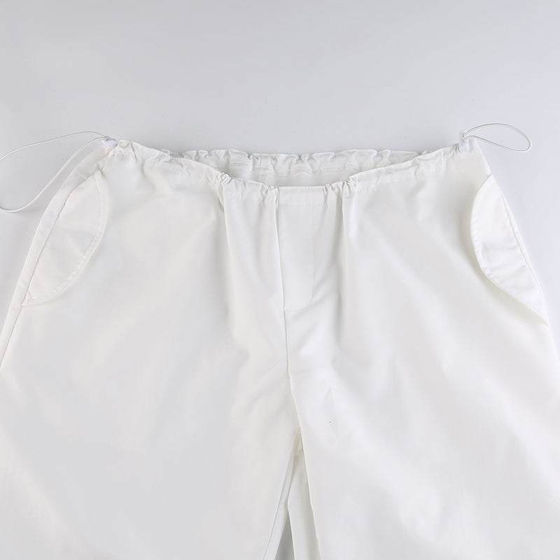 White parachute pants