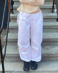 White parachute pants