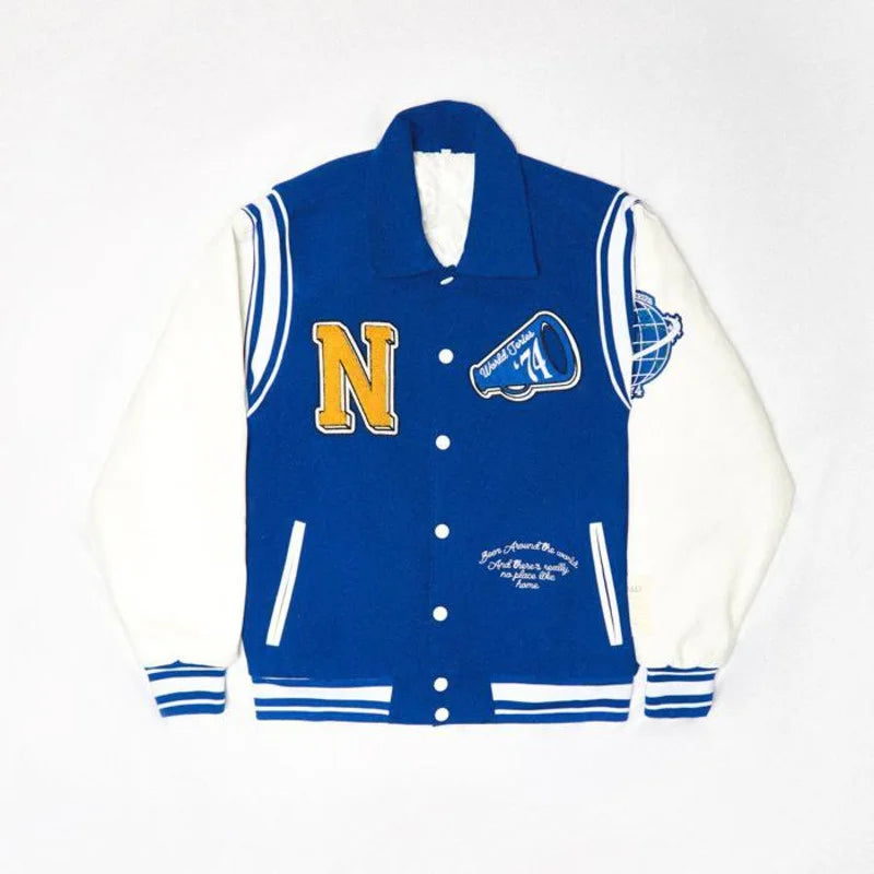 Blue varsity jacket