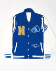 Blue varsity jacket