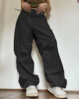 Black parachute pants