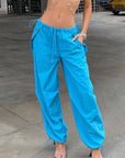 Blue track pants