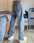 Men's stacked denim jeans