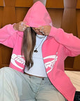 Pink full zip hoodie