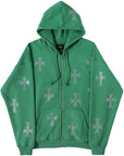 Jacket with shiny rhinestone cross