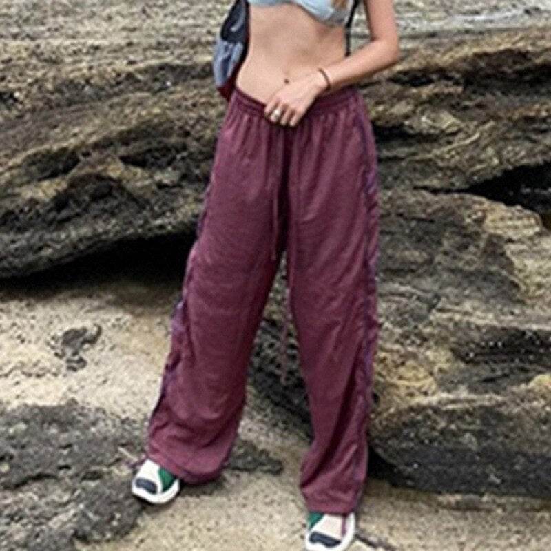 Purple track pants