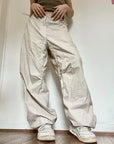 Beige parachute pants