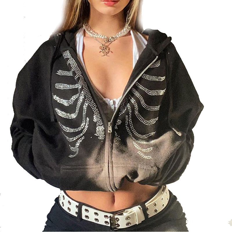 Skeleton rhinestone sweatshirt