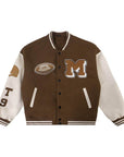 Brown varsity jacket