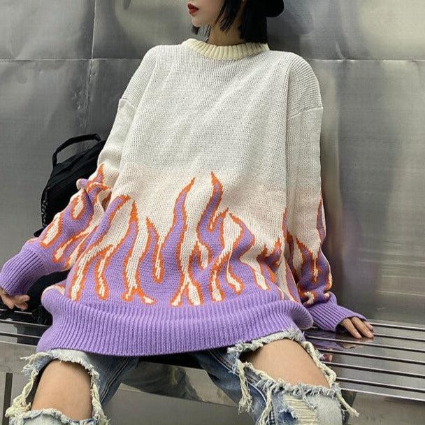 Flame knit sweater