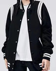 Black and white varsity jacket