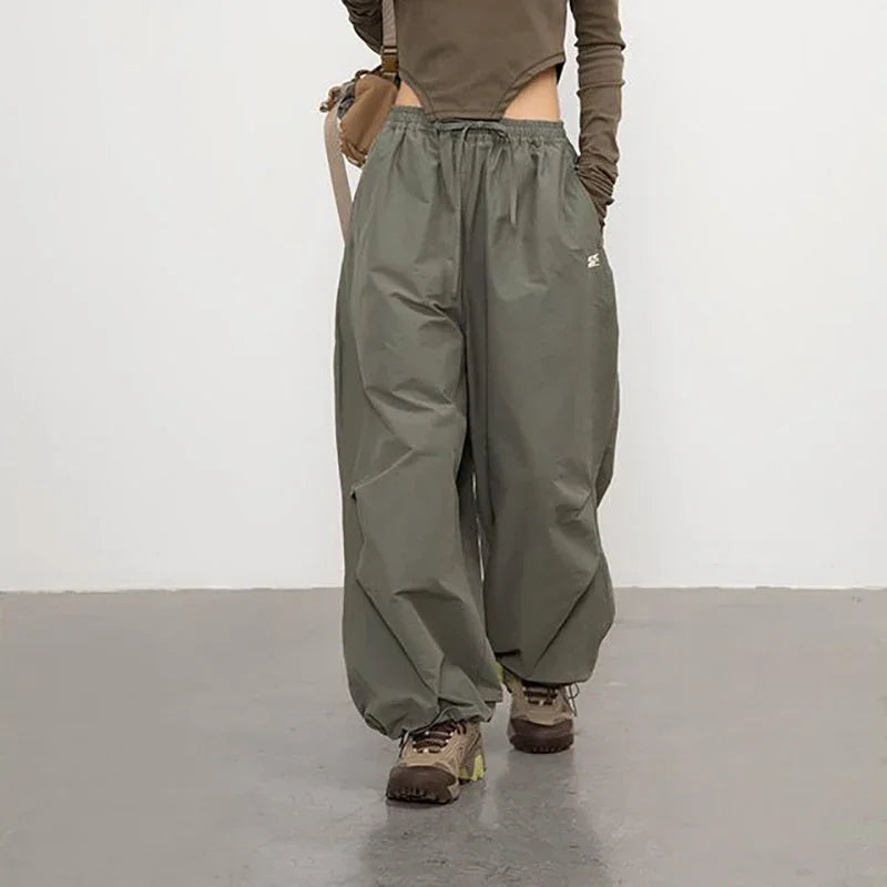 Green parachute pants