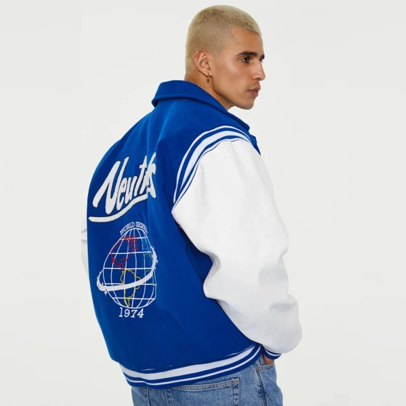 Blue varsity jacket