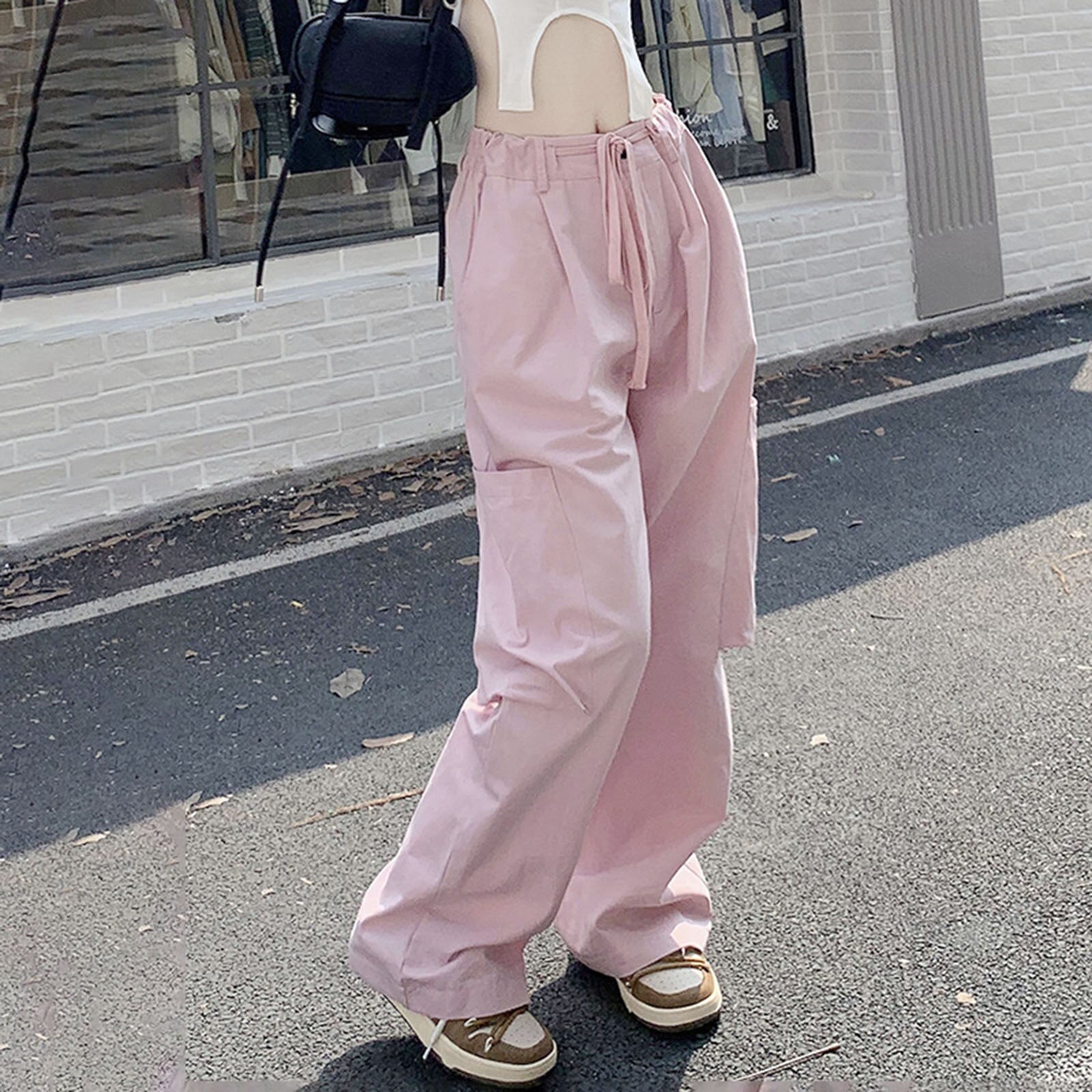 Pink track pants