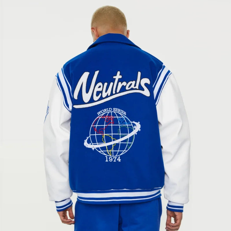 Blue varsity jacket