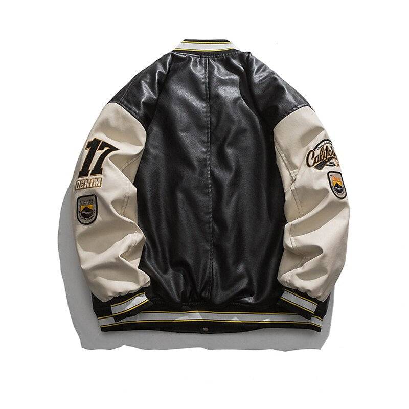 Leather varsity jacket