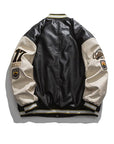 Leather varsity jacket