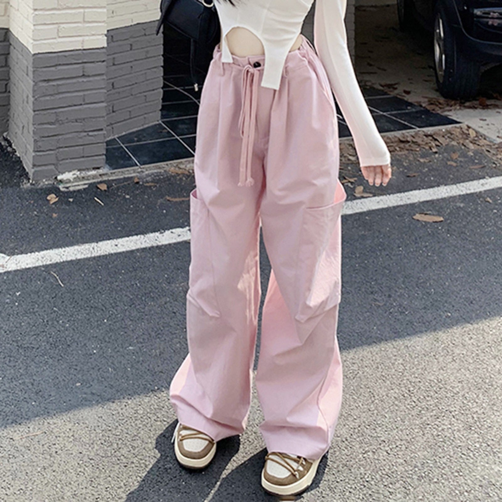 Pink track pants