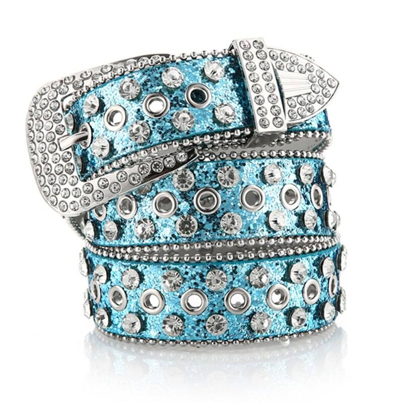 Blue rhinestone belt