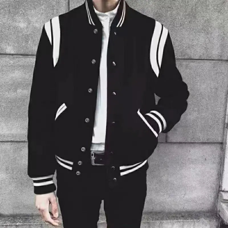 Black and white varsity jacket