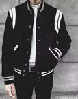 Black and white varsity jacket