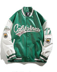 Leather varsity jacket