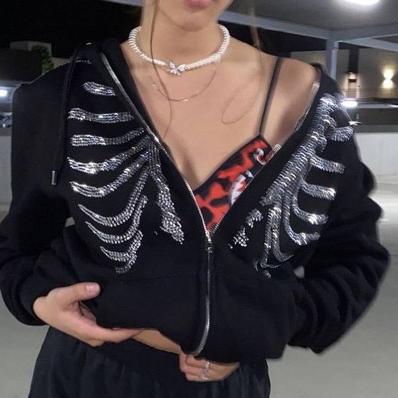 Skeleton rhinestone sweatshirt