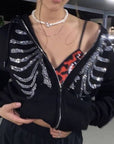 Skeleton rhinestone sweatshirt